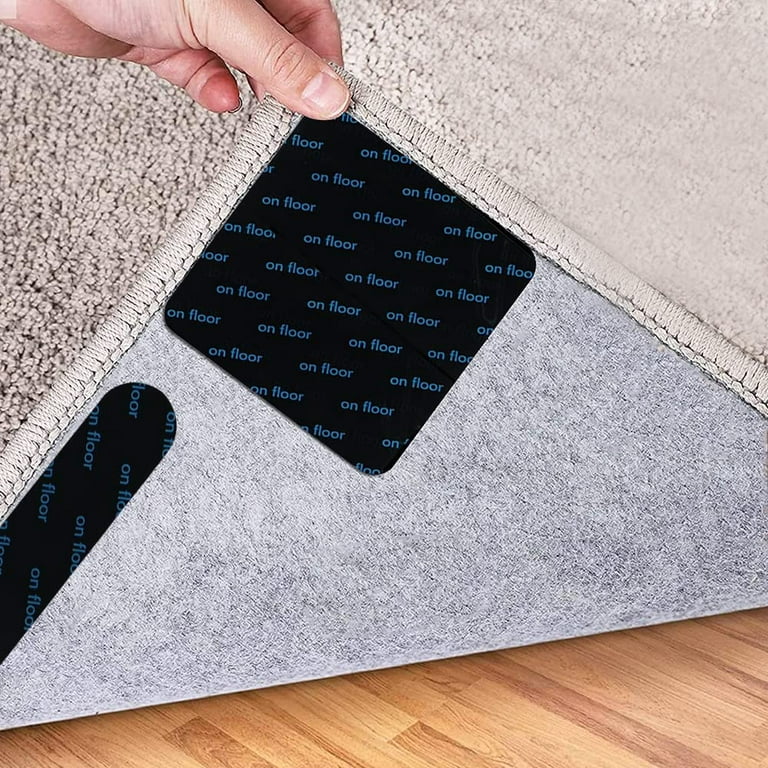 LNGOOR Rug Gripper 8 Pcs Non-Slip Rug Pad Rreusable Anti-Curling Carpet  Tape for Hardwood Floors and Tile