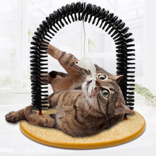2020 Hot Amazon Self Grooming Arch Scratching Board Cat Play Toy con Catnip Mouse oso de fresa Electrónica
