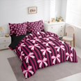 thumbnail image 3 of jejeloiu Cute Bowtie Bow 7-Piece Twin Bedding Sets,Pink Black Stripe Bedding Comforter Set For Girls Kids Reversible, 3 of 8