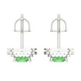 thumbnail image 4 of 2.46 Ct Princess Cut Halo Studs Green Crystal 18K White Solid Gold Everyday Dainty Earrings Screw Back, 4 of 7