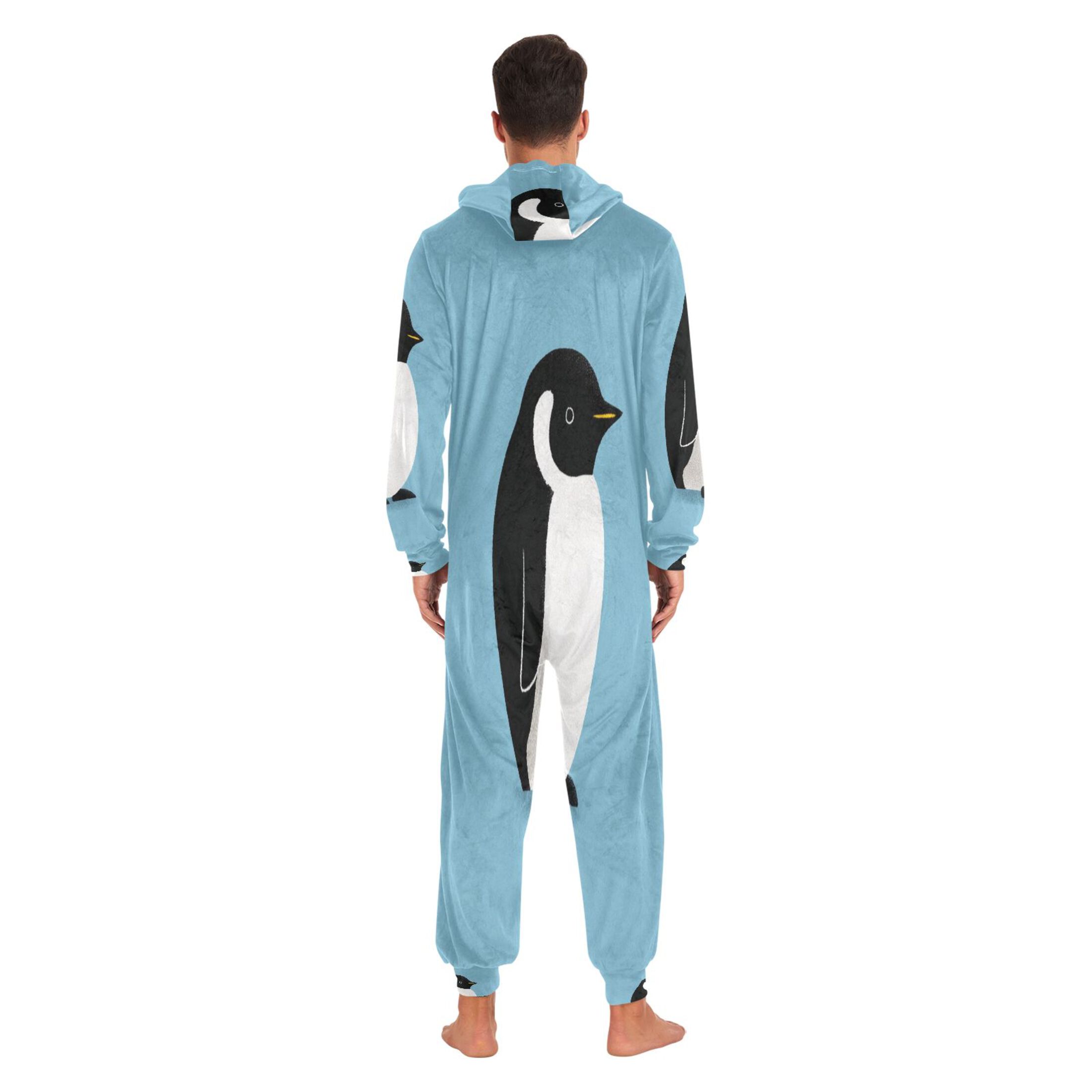 IAUYY Unisex Adult Onesie Pajamas Ultra-Soft Crystal-Soft Fabric, Halloween Adult Onesie Pajamas Adults,With a Zipper Plus Size Onesie Pajamas, Cute Penguin
