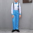 thumbnail image 2 of Miluxas Boys' Gentleman Outfits - Suspenders, Shirt, Pants & Bow Tie Cotton formal Suit Set for Special Occasions Sky Blue 11-12Years, 2 of 4