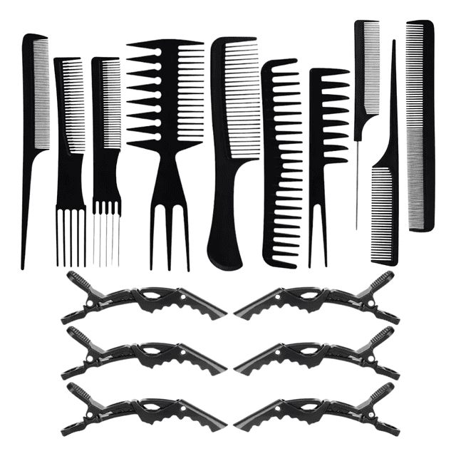 Set Peines Profesionales Estilo Y Clip Cocodrilo Peinado Kit 16Pz