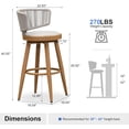 thumbnail image 2 of PURPLE LEAF Patio Bar Height Stools Set of 2 Modern Wicker Barstools Indoor and Outdoor Bar Chairs with Ergonomic Back and Cushion, Teak, 2 of 8