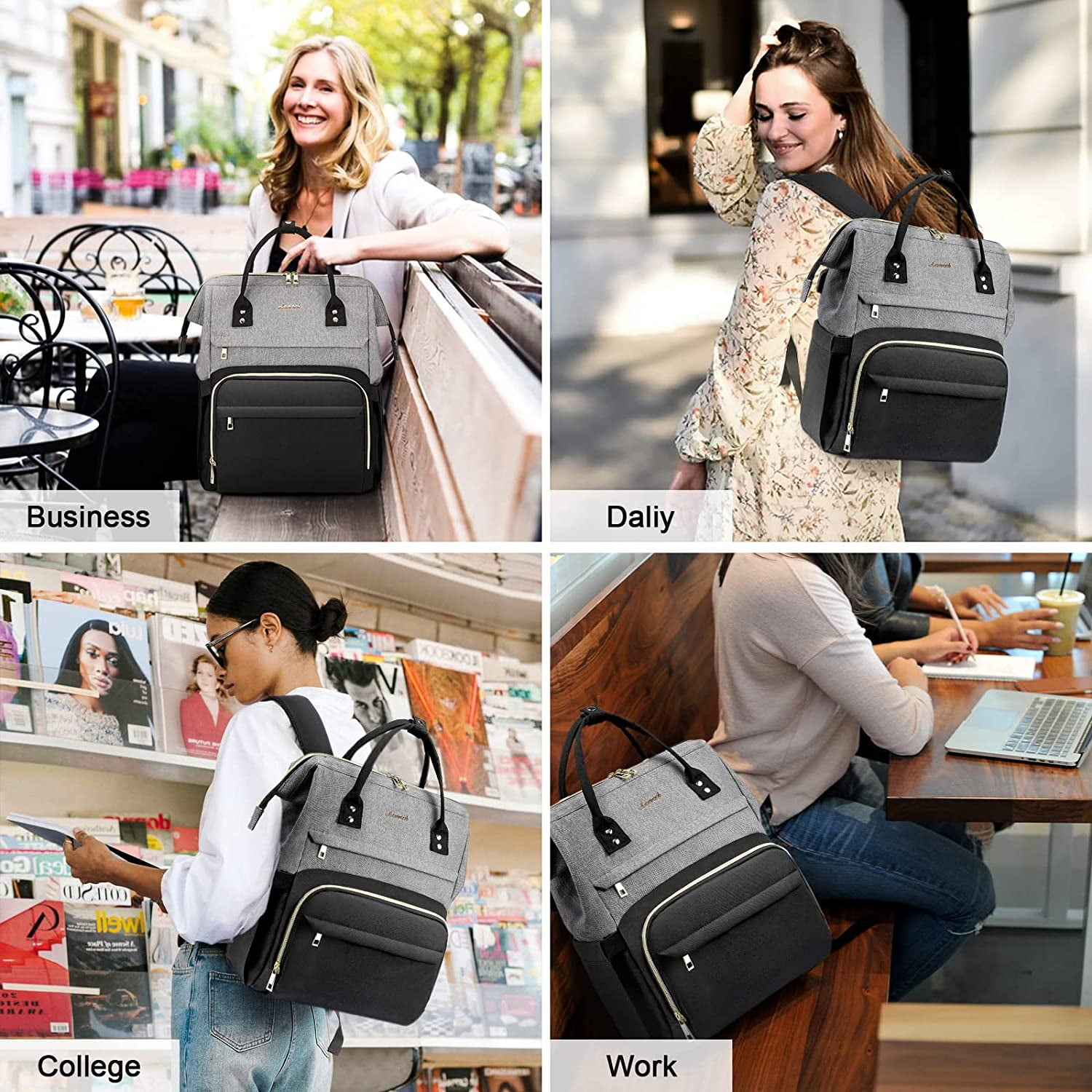 Lovevook Laptop Backpack for Women,17.3" Business Computer Bag Teacher Nurse Backpack Purse with Anti-Thief Pocket, Larger Waterproof Travel Bag College Backpack with USB Charging Port