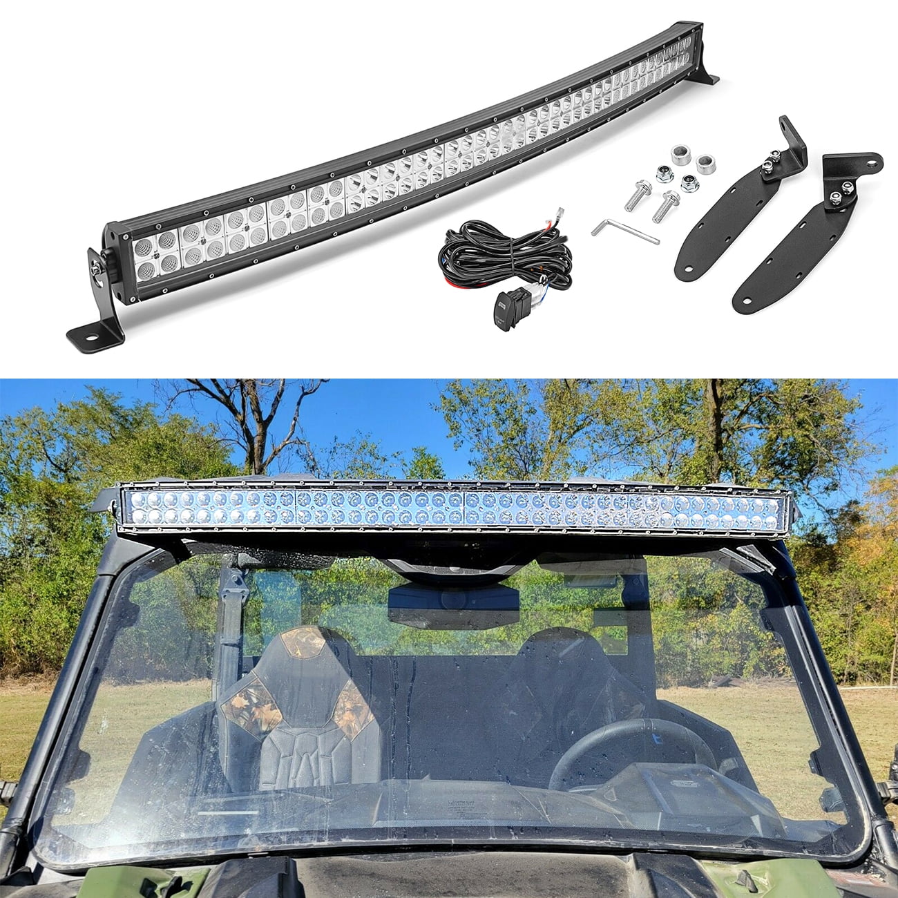 Willpower 126W LED Light Bar 20 Inch Spot Flood Combo Work Lamps with Bull  Bar License Plate Front Bumper/Frame Bracket Holder Off Road Lights and