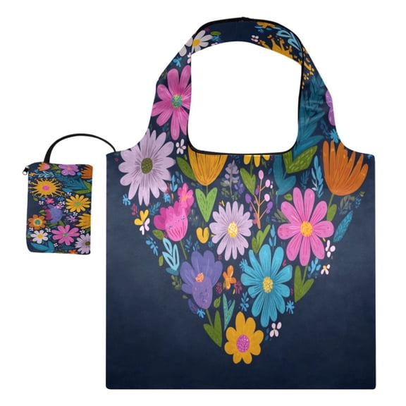 Large Capacity Print Tote Bag,Lightweight Portable Foldable Shopping Bag Hand-drawn Style