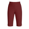 thumbnail image 4 of Besolor Women's Yoga Shorts Knee Length High Elastic Waisted Side Slit Hem Slim Fitting Comfy Casual Athletic Workout Half Pants, 4 of 7
