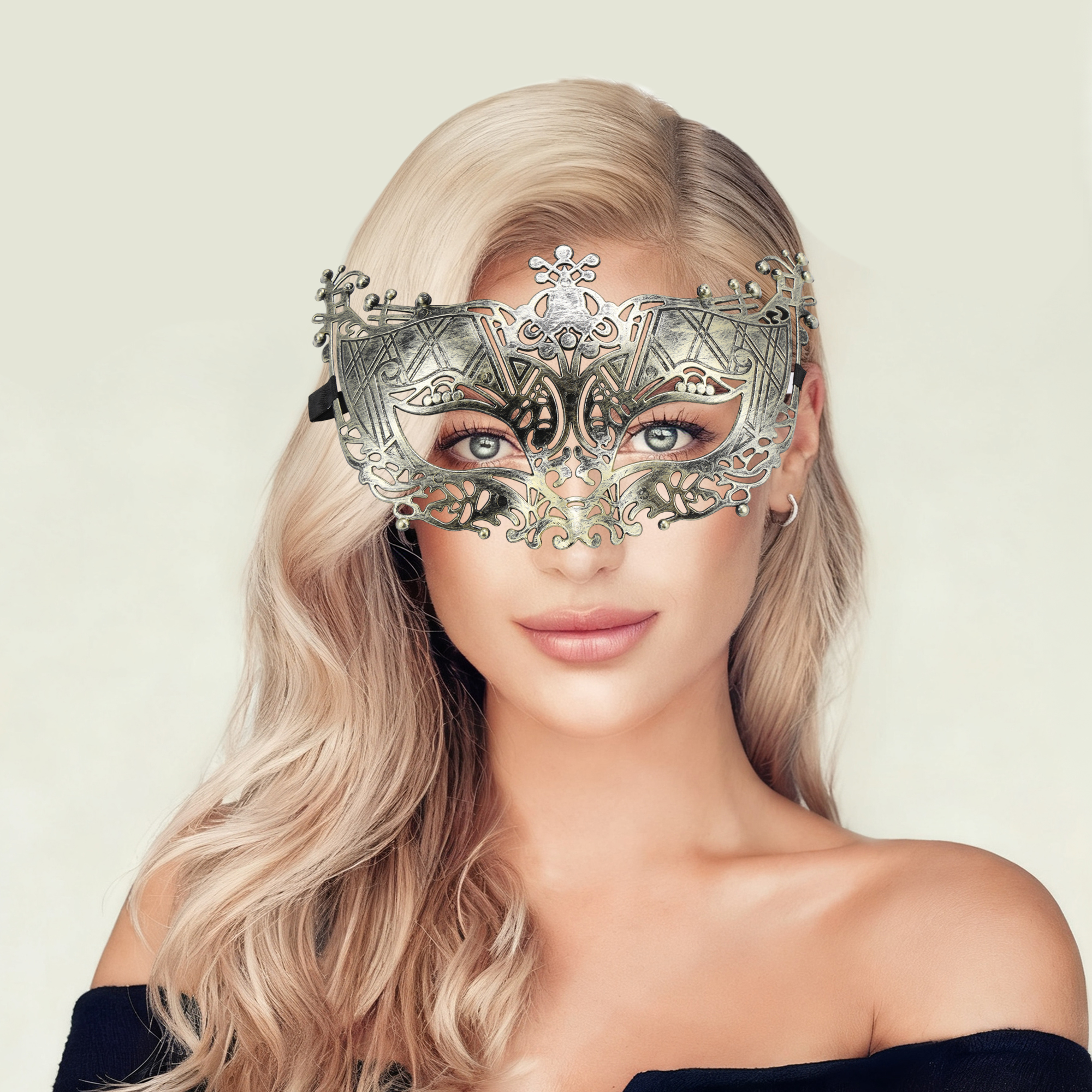 Unique Bargains 1 Pack Elegant Half-face Party Mask Gold Pattern 4