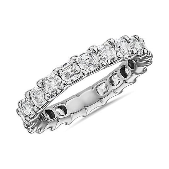 0.20 Carat Brillaint Asscher Cut Real Diamond Wonderful Eternity Band for her Solid 950 Platinum Size 7