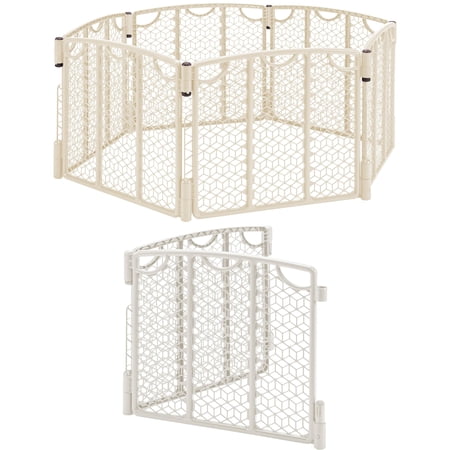 Evenflo Versatile Play Space Gate, Cream & 2-Panel Extension Value Bundle