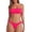 C-Hot Pink410, variant on Womens Bikini Set Solid Color Two Piece Swimsuit Strapless Top With Side Drawstring Thong Bottoms Summer Pool Party Outfit Stylish Beachwear