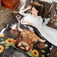 thumbnail image 4 of Homewish Teens Farmhouse Highland Cow Bedding Comforter Set 7-Piece,Cattle Print King Bedding Sets,Western Horseshoe Sunflower Ultra Soft Bed Sheets,Breathable Home Decor,Reversible, 4 of 8
