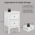 thumbnail image 2 of CRXX White Nightstand Set of 2. Farmhouse End Side Table Set of 2 Bedside Nightstands Chest with Drawers Small Night Stand with 2 Drawer and Solid Wood Legs for Bedroom, Living Room, 2 of 9