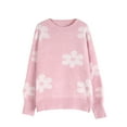 thumbnail image 4 of Sweaters for Women Crewneck Floral Printed Casual Cute Sweater Ribbed Lantern Sleeve Casual Knitted Pullover Sweater Alsol Lamesa, 4 of 6