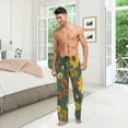 thumbnail image 3 of FREEAMG Men's Pajama Pants with Pockets Sleepwear Lounge Pants Stretch Casual Autumn Sunflowers with Teal, 3 of 7