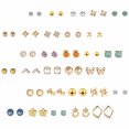 thumbnail image 4 of 30 Pairs Circular Heart-shaped Earrings Diamond Geometric Ear Studs, 4 of 8