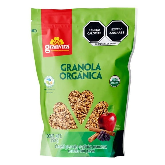 Granola Granvita orgánica con canela, manzana y pasas 350 g