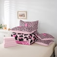 thumbnail image 6 of Manfei Girls Pink Leopard Print Bedding Comforter Set 7pcs, Glitter Personalized Letter F King Bedding Sets, Cheetah Print Monogrammed Bed Sheets, Lightweight Room Decor, 6 of 8