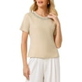 thumbnail image 1 of INSPIRAR CHIC Blusa Elegante y Brillante para Mujeres con Tops de Rhinestone para Cócteles y Fiestas M Beige, 1 of 5