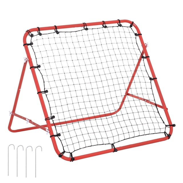 Red Volleyball Rebounder Net - Football & Baseball Training Aid - Portable, Adjustable Angle - Durable Steel & PE Mesh - Sports Practice Equipment