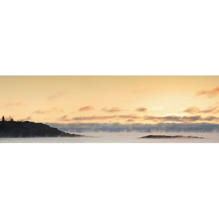 - Winter Mist On Lake Superior At Sunrise Terrace Bay Ontario Canada Canvas Art - Susan Dykstra Design Pics (38 x 12)
