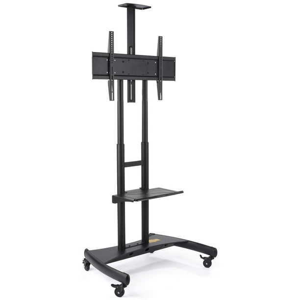 Displays2go Commercial Flat Screen TV Holder, Locking Wheels, Media