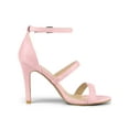 thumbnail image 3 of BLISSFUL STEP Women's Shoes Faux Suede Stiletto High Heel Open Toe Adjustable Ankle Strap Sandals  Pink 6, 3 of 7