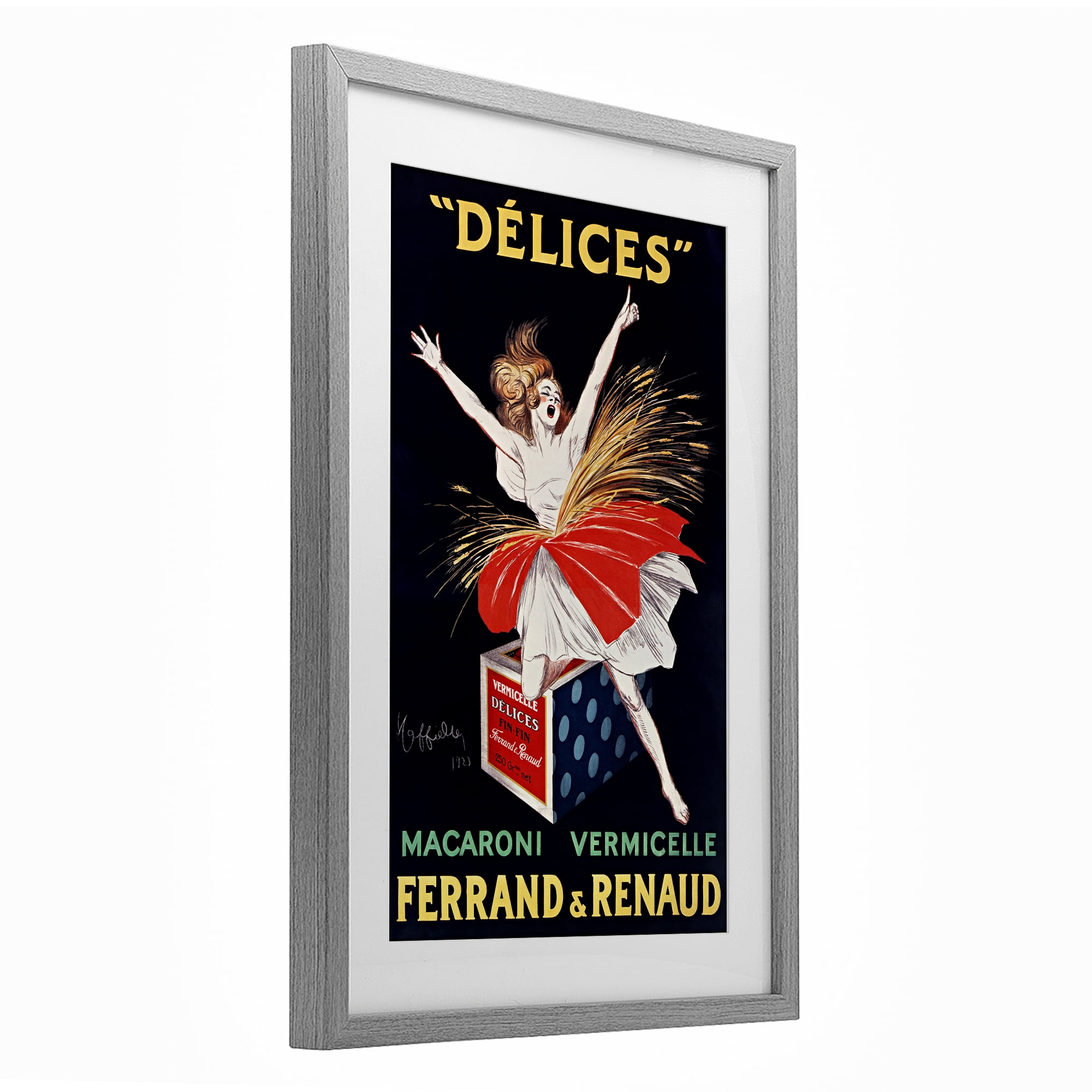 Stupell Industries Vintage Dancer Food Advertisement Gray Framed Print Under Glass, design by Leonetto Cappiello