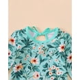 thumbnail image 5 of KIMI BEAR Newborn Baby Girls One-piece Swimsuit 3-6 Months Bathing Suit Ruffle Long Sleeves Floral Beach Wear UPF 50+ Rash Guard Swimwear with Hat 2pcs Green, 5 of 10