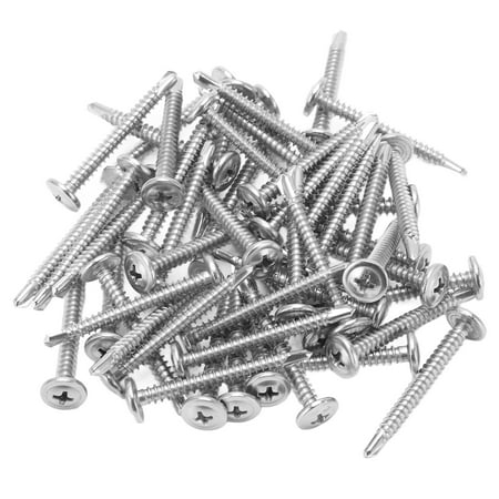 

2024 50Pcs Truss Head Screws 304 Stainless Steel M4.2x38 Thread Round Washer Head Self Drilling Screws