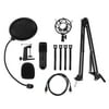 USB Microphone Kit Computer Cardioid Mic Podcast Condenser Microphone /Gaming Record, Arm Stand/Shock Mount(Black)