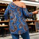 thumbnail image 2 of TaTaai Printed Blouse Elegant Flowy Women's Plus Size Fashion Off-Shoulder 3/4 Sleeve All Season Casual Semi-Formal Top Gift, 2 of 6
