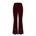 thumbnail image 3 of XFLWAM Womens Lace Crochet Flare Pants Casual High Waisted Business Dress Suit Pants Hollow Out Yoga Pants Leggings Wide Leg Trousers Red XXL, 3 of 5