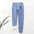 thumbnail image 2 of IROINNID Fleece Sweatpants for Women Fleece Christmas Deer Print Leggings Drawstring Waist Thick Warm Elastic Pants with Pockets,Blue, 2 of 9