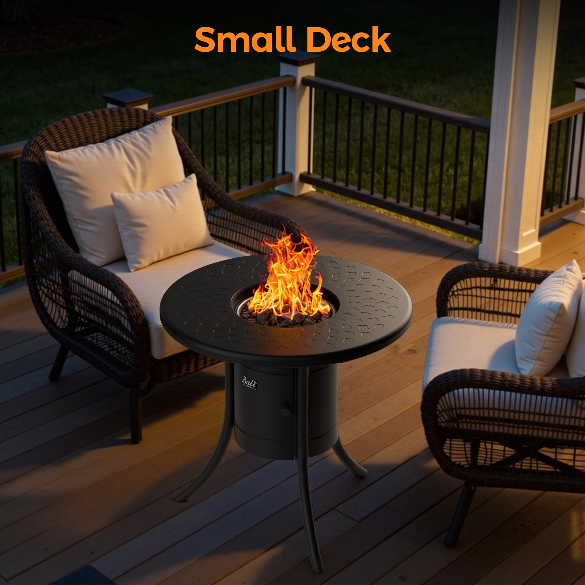 BALI OUTDOORS Dual 1-Pound Propane Fire Pit Table for Outside Patio, 26Inch Black