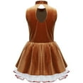 thumbnail image 5 of TiaoBug Christmas Gingerbread Costume for Kids Girls Cookie Role Play Velvet Tutu Dress Dancewear Brown 12, 5 of 7