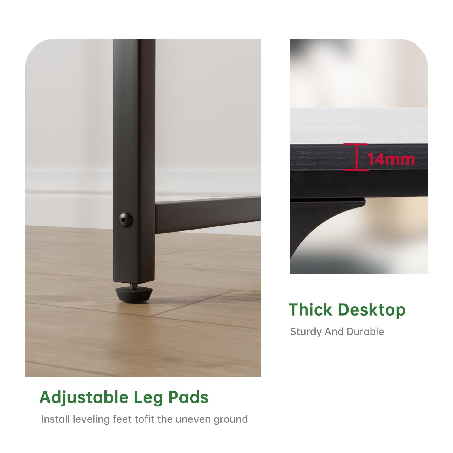32 inch Computer Desk, Study Writing Table for Small Space, Save Space Office Desk with Metal Legs, Modern Steel Frame Wood PC Workstation for Home Office, Black
