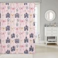 thumbnail image 2 of Manfei Cartoon Princess Castle Shower Curtain 72Wx72L,Pink Kawaii Bowtie Bathroom Curtain, 2 of 5