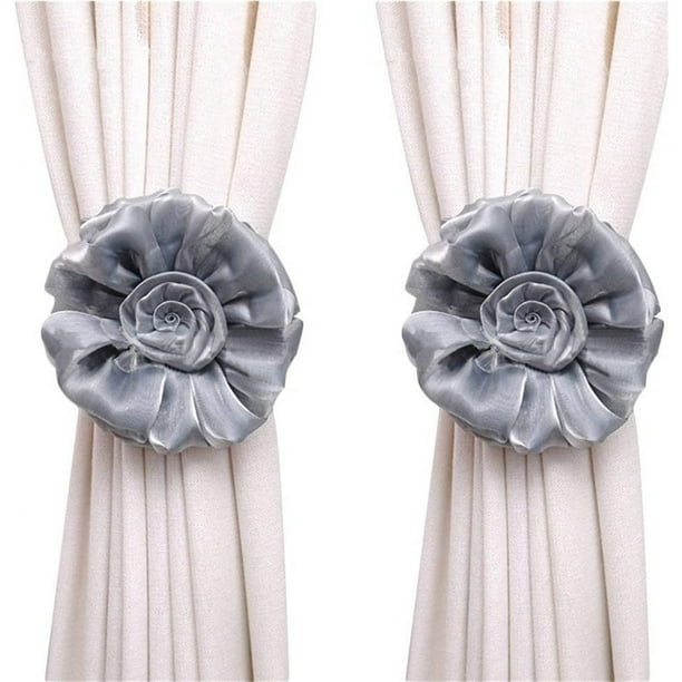 Alzapaños grandes para cortinas y cortinas, decoración navideña, 1 par de lazos de cuerda para cortinas, alzapaños de cadena decorativos para decoración de bodas, fiestas de cumpleaños (gris) Rojo Verde Cocina, Decoración y Otros
