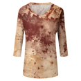 thumbnail image 6 of WTOBBY Women's Vintage Halloween Print V-Neck 3/4 Sleeve Casual Top Loose Fit Blouse Tee for Fall Festivities and Daily Fashion Wear,Beige L, 6 of 7