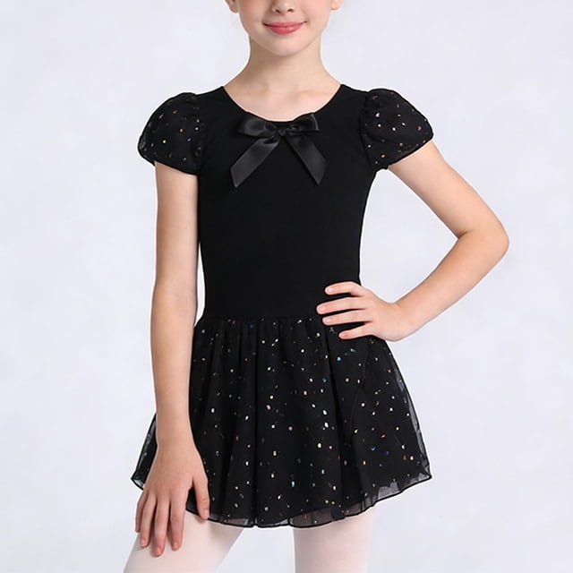 Conjuntos de blusas y camisas de cuello redondo y manga corta Ropa de baile para niñas Vestido de práctica de red con lentejuelas de manga larga con espalda en forma de corazón Conjunto de dos piezas
