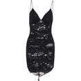 thumbnail image 3 of Xijirk Women's Gothic Cosplay Dress Spaghetti Strap V Neck Ripped Hole Mesh Ruched Drawstring Bodycon Dress for Halloween Party Role Play,Black,S, 3 of 9