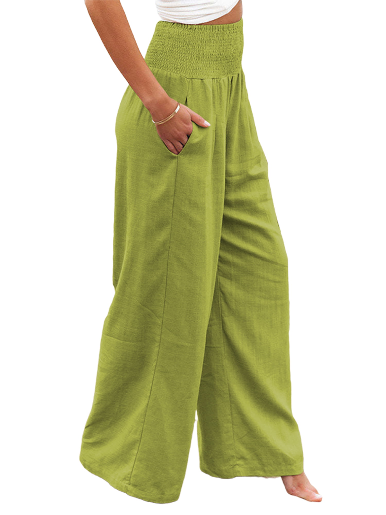 Cathalem Summer Work Pants for Women Womens Flower Prinnted Linen Capri  Pants Casual Two Piece Outfits for Women Pants Set Pants Green X-Large 