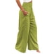 thumbnail image 3 of Pantalones sueltos casuales para mujer Pantalones de lino de algodón Palazzo Pantalones de verano de pierna ancha con bolsillos, 3 of 4