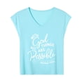 thumbnail image 4 of With God All Things Are Possible Womens T Shirts, Short Sleeve V-Neck Shirts Cute Fit Summer Casual Tee Tops Dopamine Color Bright Blue 3XL, 4 of 5