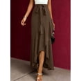 thumbnail image 2 of Womens Skirts Spring Summer Tie Waist Ruffle Skirt Silk Elegant High Waist Cocktail Party Wedding Flowy High-Low Hem Formal Skirt, 2 of 4