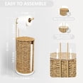 thumbnail image 4 of Freestanding Wicker Toilet Paper Holder with Lid, 3 Rolls of Toilet Tissue Storage, Rattan Handmade Woven Toilet Paper Roll Holder Stand, Decorative Boho Bathroom Farmhouse Toilet Paper Holder, 4 of 7