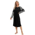 thumbnail image 2 of EFINNY Women's Long Sleeve Nightgowns Contrast Color Midi Dress Round Neck Long Nightdress Comfy Cotton Sleepshirt S-3XL, 2 of 8