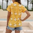 thumbnail image 6 of BXJX Womens Shirts Button Up Lapel Floral Print Short Sleeve Loose Comfy Summer Shirt Yellow Size M, 6 of 7